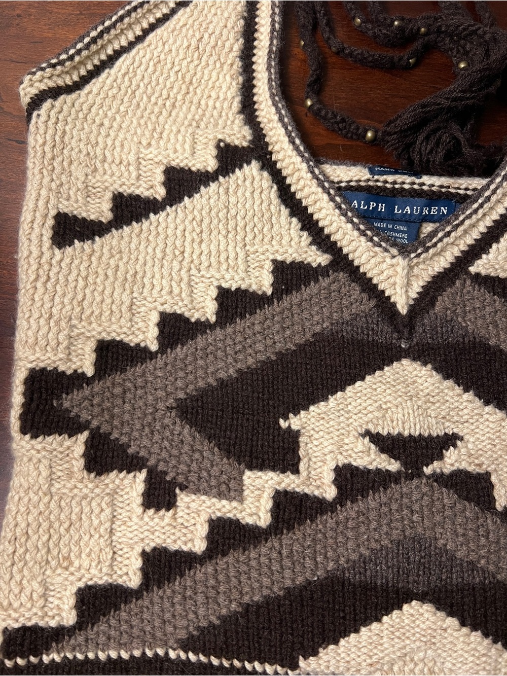 Vintage Ralph Lauren Western Hand-Knit Halter Top Cashmere, Wool, Angora - Picture 2 of 12